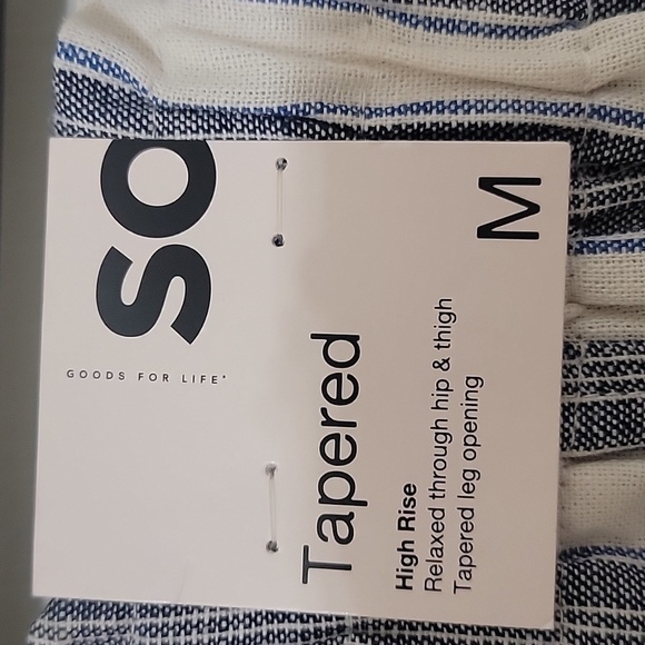 SO Size M Blue & Cream Striped Tapered High Rise Cuffed Hem Pants, NEW with Tag - Picture 5 of 16